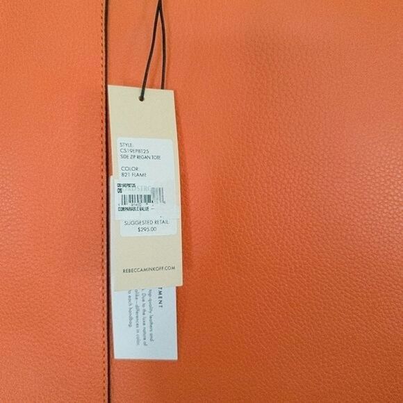 Rebecca Minkoff Side Zip Expandable Large Leather Tote in Flame NWT - Picture 13 of 14